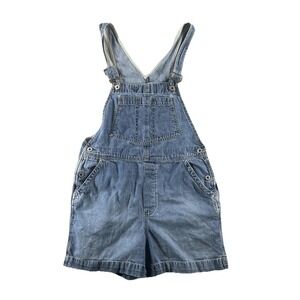 VTG Gap Overall Shorts Shortalls Womens Small Blue Denim Bib Adjustable Straps